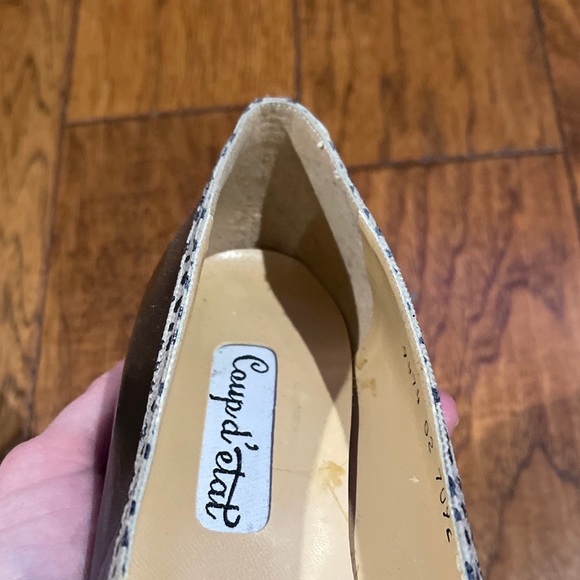 Coup d’etat Vintage Heels Black Cheetah Size 7.5 AA Narrow Round Toe Wanton2 EUC - Picture 9 of 16